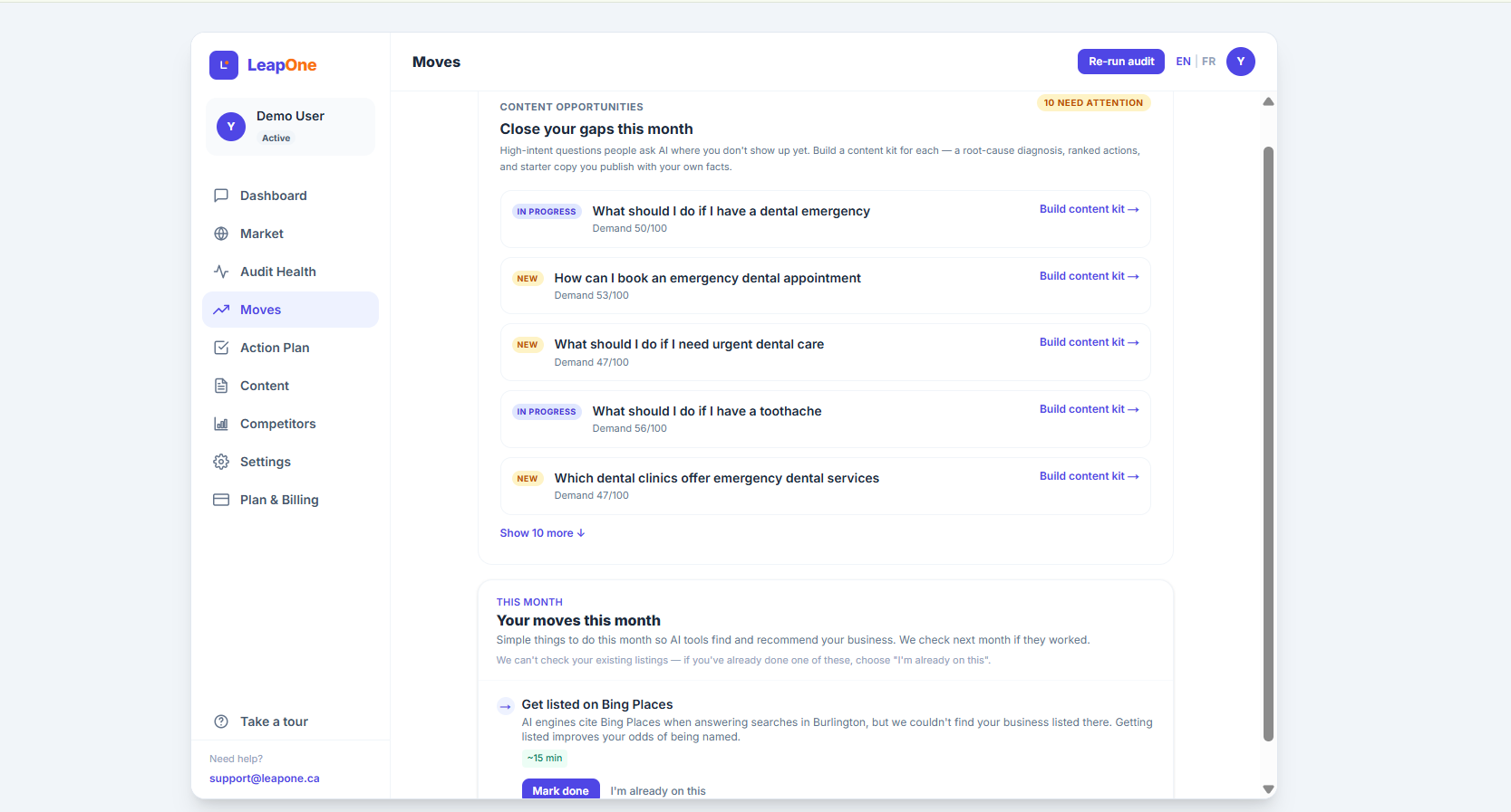 Actions — occasions de contenu pour combler vos écarts + gains rapides du mois